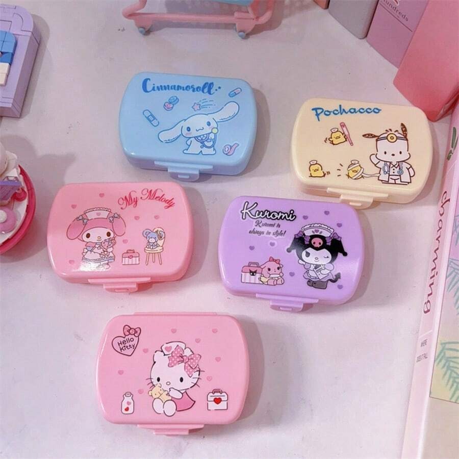 Organizer per pillole Kitten di Sanrio, portatile, organizer per orecchini, anelli e collane, carino - leggero, portatile, scatola di stoccaggio durevole