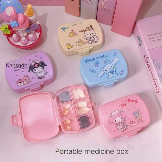 Organizer per pillole Kitten di Sanrio, portatile, organizer per orecchini, anelli e collane, carino - leggero, portatile, scatola di stoccaggio durevole