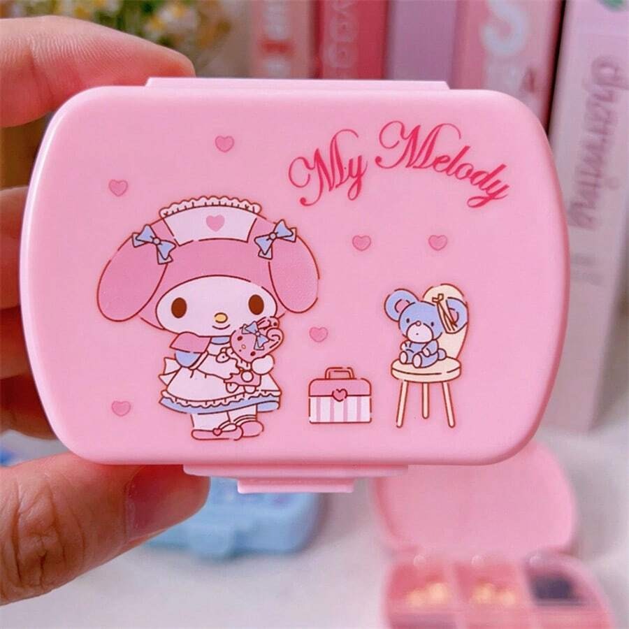 Organizer per pillole Kitten di Sanrio, portatile, organizer per orecchini, anelli e collane, carino - leggero, portatile, scatola di stoccaggio durevole