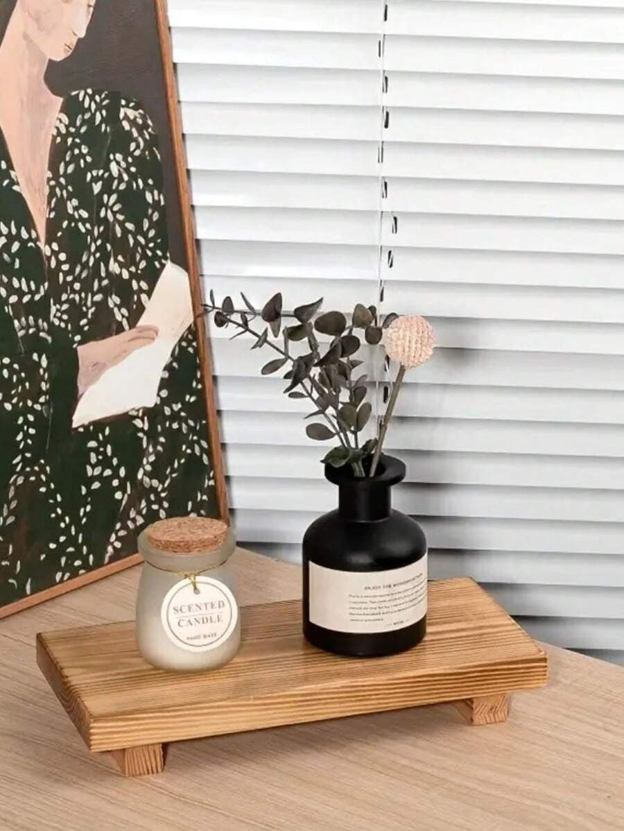 Supporto in legno da tavolo per esposizione, ideale come vassoio per sapone, candele, piante per il bagno e la cucina, perfetto per lo stile rustico, decorazione per bagno e cucina
