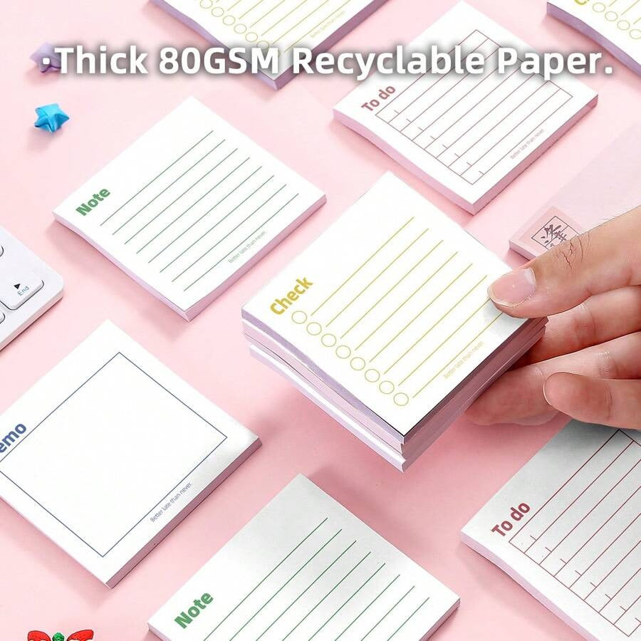 Note adesive per gestione del tempo e efficienza, 3"x3" - 50 fogli per blocchetto - Accessori da scrivania per scuola, ufficio e casa - Regalo ideale per insegnanti, donne e colleghi
