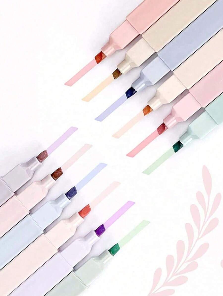 set di evidenziatori con punte morbide, colori pastello kawaii, pennarelli fluorescenti per album fotografici, diari e agende, articoli di cartoleria per studenti