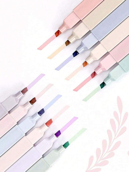 set di evidenziatori con punte morbide, colori pastello kawaii, pennarelli fluorescenti per album fotografici, diari e agende, articoli di cartoleria per studenti