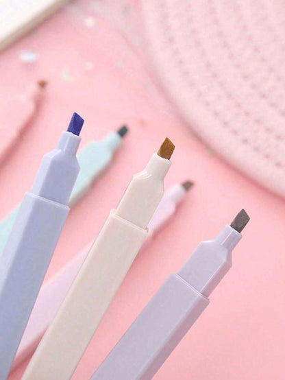 set di evidenziatori con punte morbide, colori pastello kawaii, pennarelli fluorescenti per album fotografici, diari e agende, articoli di cartoleria per studenti