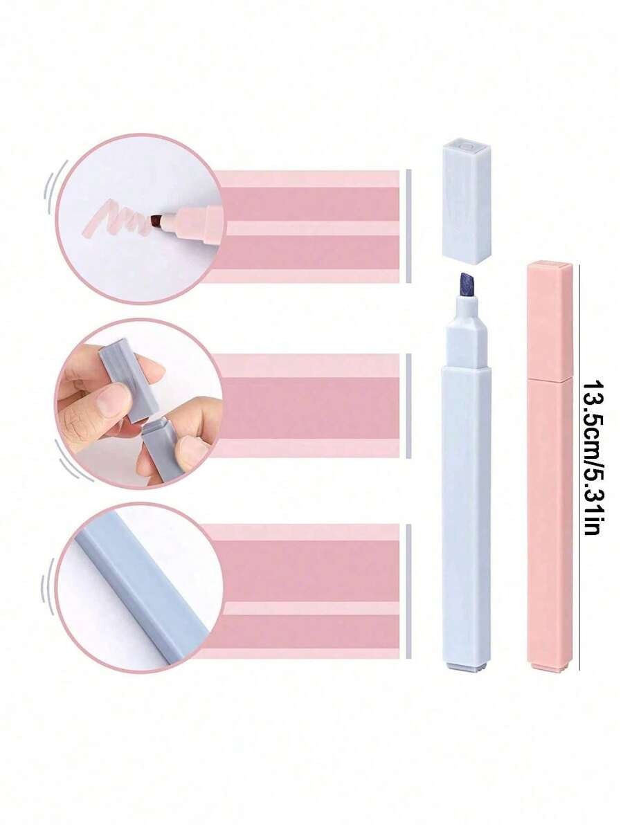set di evidenziatori con punte morbide, colori pastello kawaii, pennarelli fluorescenti per album fotografici, diari e agende, articoli di cartoleria per studenti