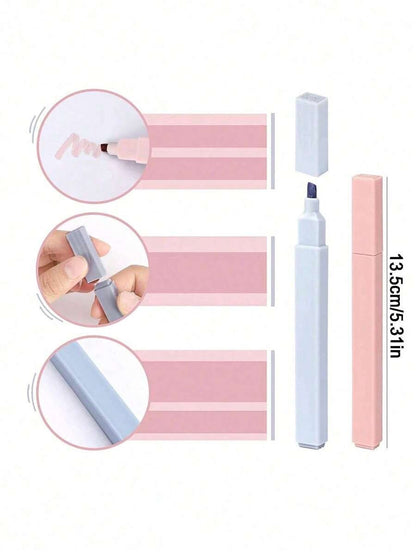 set di evidenziatori con punte morbide, colori pastello kawaii, pennarelli fluorescenti per album fotografici, diari e agende, articoli di cartoleria per studenti