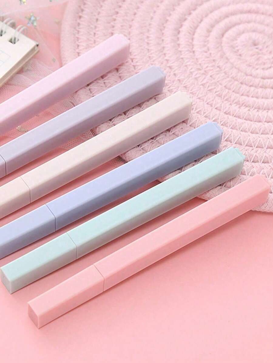 set di evidenziatori con punte morbide, colori pastello kawaii, pennarelli fluorescenti per album fotografici, diari e agende, articoli di cartoleria per studenti