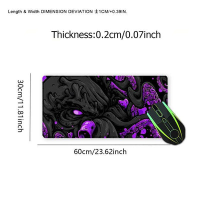 tappetino per mouse con design a polpo nero, tappetino da scrivania grande con accessori da scrivania, base in gomma con bordo zigrinato, tappetino antiscivolo per tastiera per ufficio