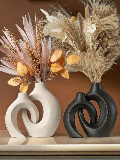 Vaso bianco, vaso abbracciante, decorazione per la casa in stile nordico e bohémien semplice, adatto per soggiorno, libreria, tavolo da pranzo, camera, camino e veranda