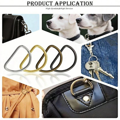 20 pezzi / confezione Anelli a D in metallo accessori per cinghie di borse a mano, cinture, borse, scarpe, cucito fai da te, accessori, dimensioni 10/12/15/20/25/32/38 mm