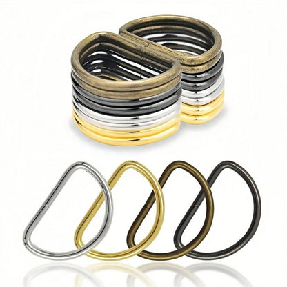 20 pezzi / confezione Anelli a D in metallo accessori per cinghie di borse a mano, cinture, borse, scarpe, cucito fai da te, accessori, dimensioni 10/12/15/20/25/32/38 mm
