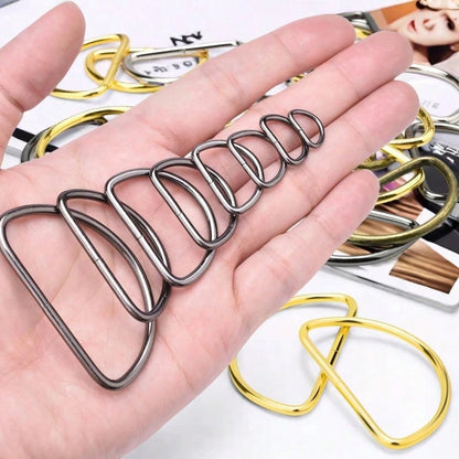 20 pezzi / confezione Anelli a D in metallo accessori per cinghie di borse a mano, cinture, borse, scarpe, cucito fai da te, accessori, dimensioni 10/12/15/20/25/32/38 mm