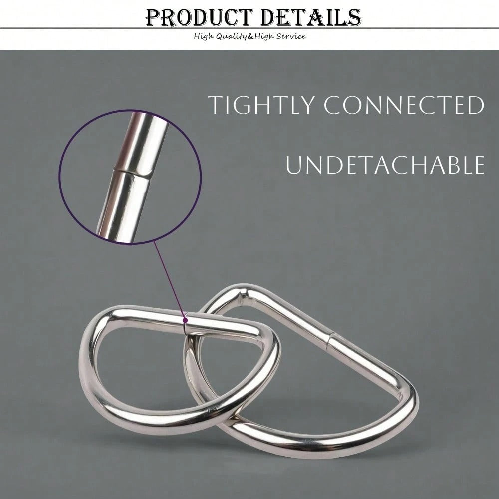 20 pezzi / confezione Anelli a D in metallo accessori per cinghie di borse a mano, cinture, borse, scarpe, cucito fai da te, accessori, dimensioni 10/12/15/20/25/32/38 mm
