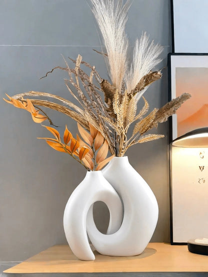 Vaso bianco, vaso abbracciante, decorazione per la casa in stile nordico e bohémien semplice, adatto per soggiorno, libreria, tavolo da pranzo, camera, camino e veranda