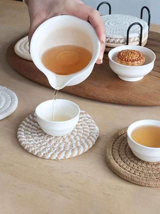 Set di 1/4/8 pezzi di sottobicchieri assorbenti, tappetini minimali per bicchieri per il tavolino di casa, regalo per l'inaugurazione della casa, serie marrone, con rivestimento in tessuto non tessuto