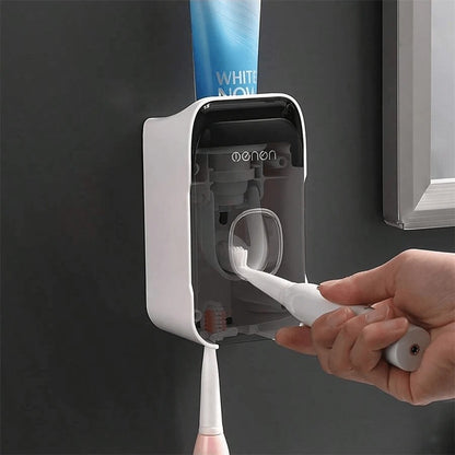 Porta spazzolino da denti montato a parete senza foratura, bicchiere per collutorio, bicchiere per spazzolino da denti, dispenser per dentifricio montato a parete e set di tazze per denti per la decorazione del bagno di casa