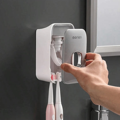 Porta spazzolino da denti montato a parete senza foratura, bicchiere per collutorio, bicchiere per spazzolino da denti, dispenser per dentifricio montato a parete e set di tazze per denti per la decorazione del bagno di casa