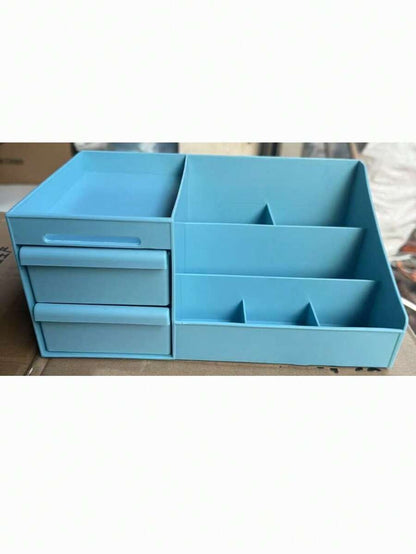 Scatola portaoggetti con 2 cassetti, utilizzabile per organizzare la scrivania, per conservare strumenti di trucco e prodotti per la cura della pelle, nonché per conservare i gioielli, accessori per il tavolino da toeletta, accessori per il bagno