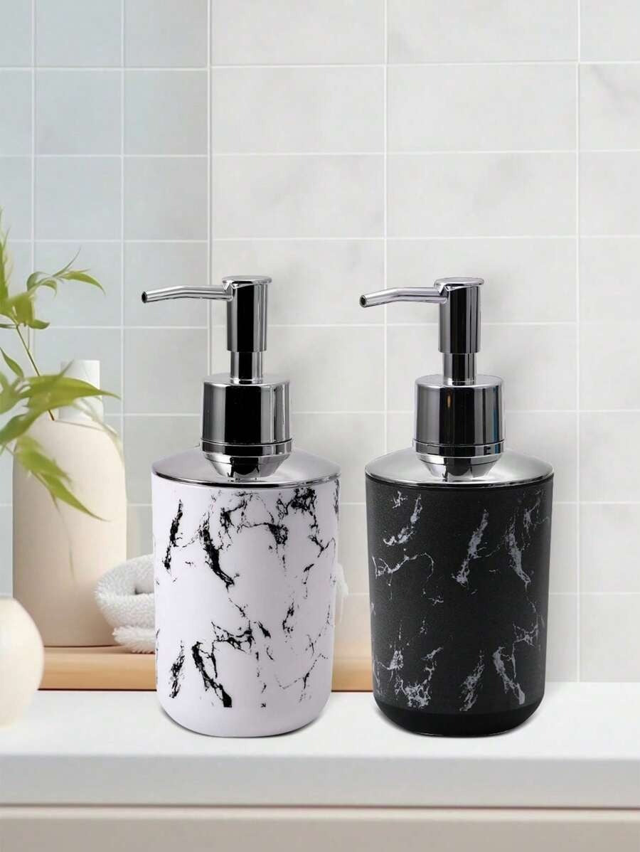 5 pezzi/9 pezzi Set di accessori per il bagno con motivo marmorizzato, inclusi portaspazzolino, dispenser di sapone, portasapone, bicchiere, bottiglie ricaricabili