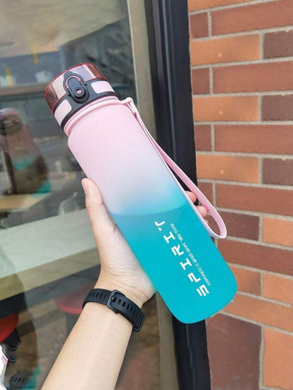 1 pezzo Borraccia sportiva degradé (disponibile da 500/650/1000ml), tazza con coperchio a scatto anti-perdite con cinturino, tazza d'acqua portatile e rinfrescante, per palestra, fitness, viaggi estivi all'aperto