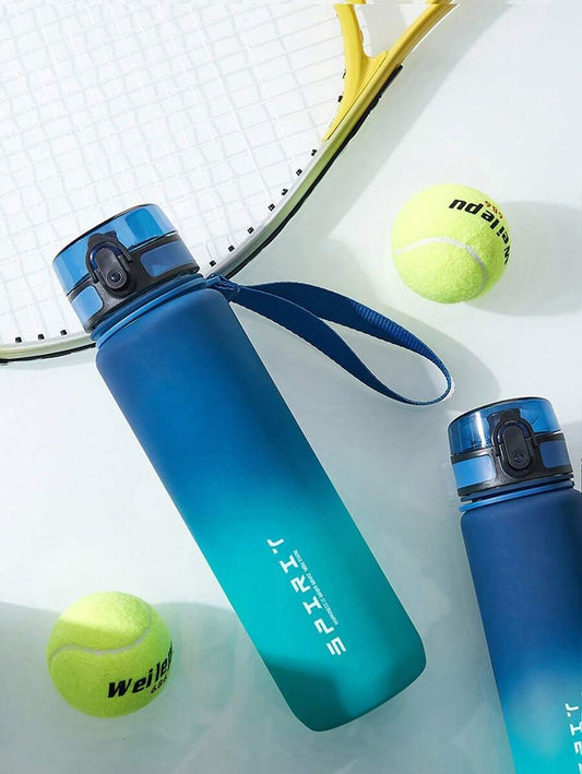1 pezzo Borraccia sportiva degradé (disponibile da 500/650/1000ml), tazza con coperchio a scatto anti-perdite con cinturino, tazza d'acqua portatile e rinfrescante, per palestra, fitness, viaggi estivi all'aperto