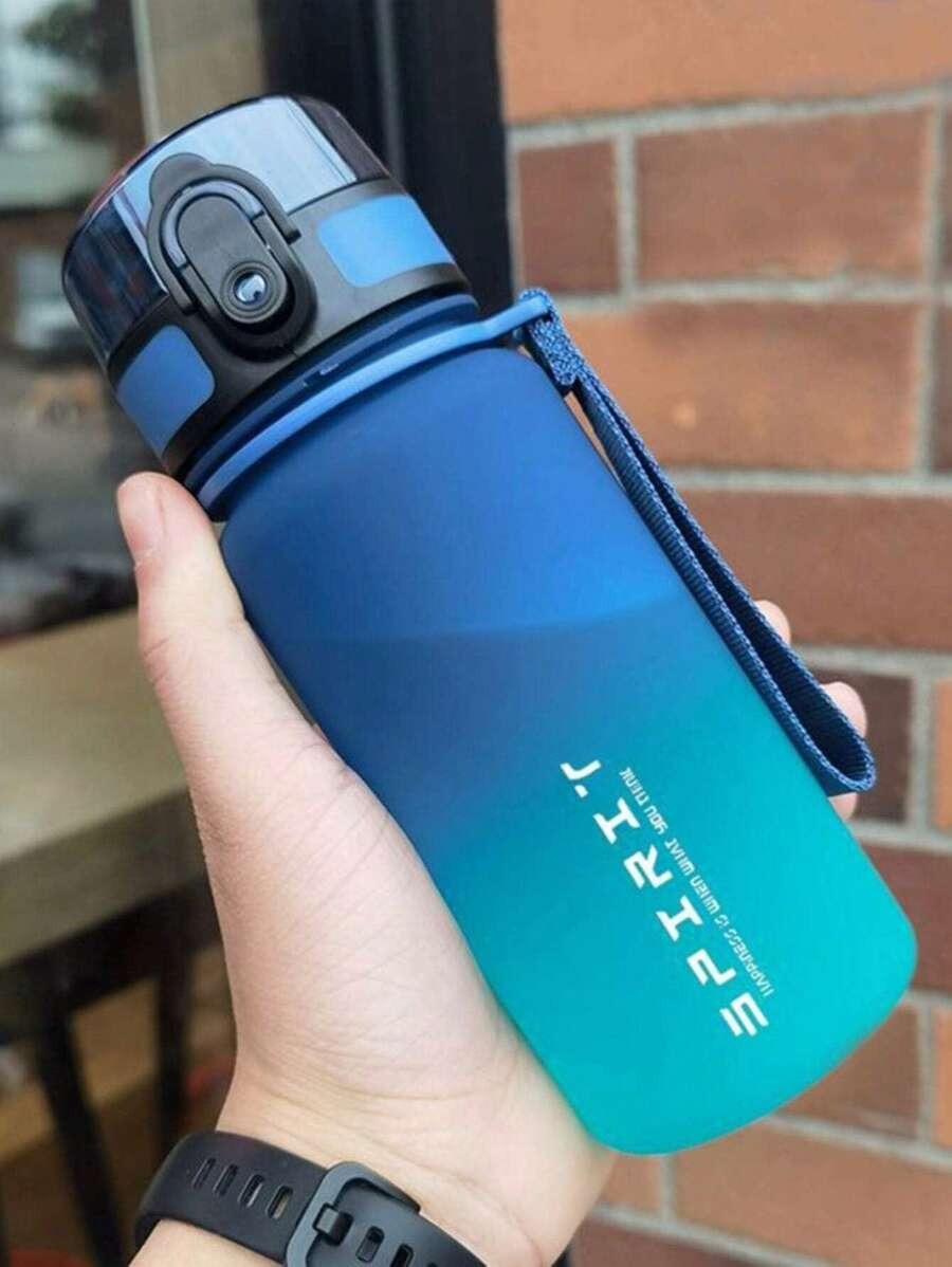 1 pezzo Borraccia sportiva degradé (disponibile da 500/650/1000ml), tazza con coperchio a scatto anti-perdite con cinturino, tazza d'acqua portatile e rinfrescante, per palestra, fitness, viaggi estivi all'aperto