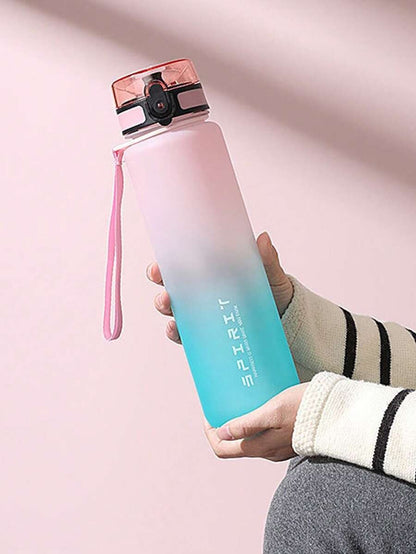 1 pezzo Borraccia sportiva degradé (disponibile da 500/650/1000ml), tazza con coperchio a scatto anti-perdite con cinturino, tazza d'acqua portatile e rinfrescante, per palestra, fitness, viaggi estivi all'aperto