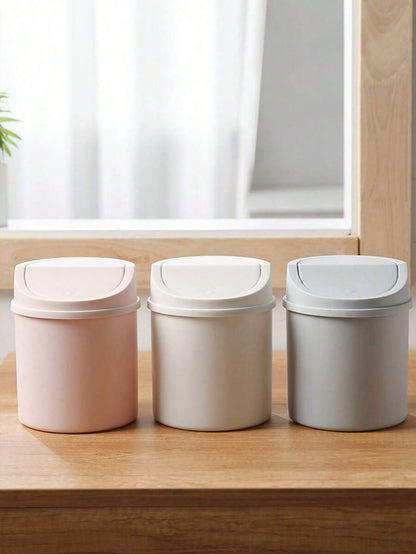 1 pezzo Miniatura cestino della spazzatura con coperchio, piccolo contenitore per rifiuti da scrivania, cestino dei rifiuti in plastica da scrivania, con design apribile per evitare perdite di odori, utilizzabile per conservare bucce di frutta