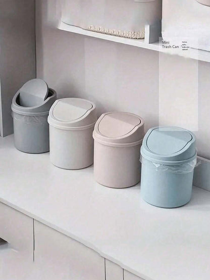 1 pezzo Miniatura cestino della spazzatura con coperchio, piccolo contenitore per rifiuti da scrivania, cestino dei rifiuti in plastica da scrivania, con design apribile per evitare perdite di odori, utilizzabile per conservare bucce di frutta