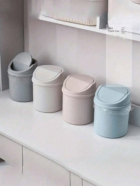 1 pezzo Miniatura cestino della spazzatura con coperchio, piccolo contenitore per rifiuti da scrivania, cestino dei rifiuti in plastica da scrivania, con design apribile per evitare perdite di odori, utilizzabile per conservare bucce di frutta