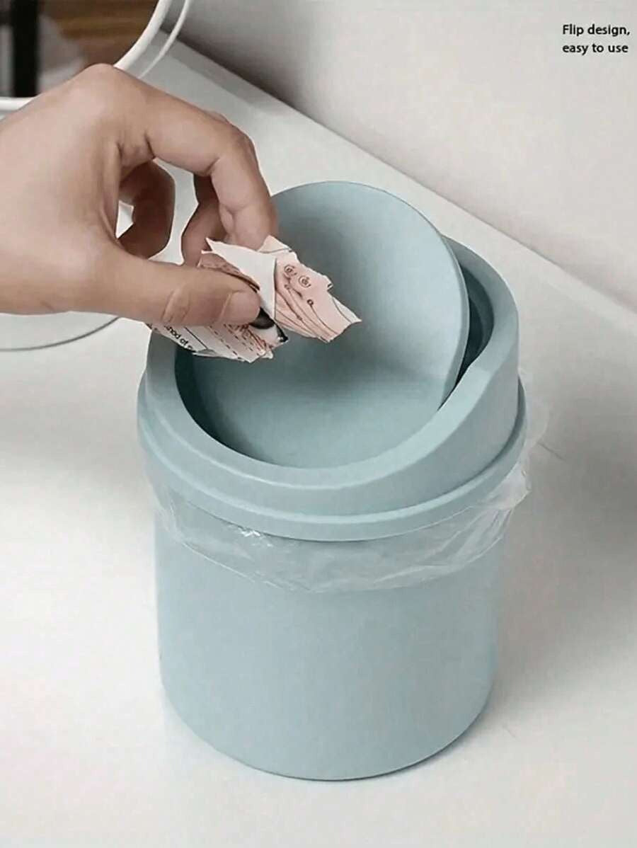 1 pezzo Miniatura cestino della spazzatura con coperchio, piccolo contenitore per rifiuti da scrivania, cestino dei rifiuti in plastica da scrivania, con design apribile per evitare perdite di odori, utilizzabile per conservare bucce di frutta