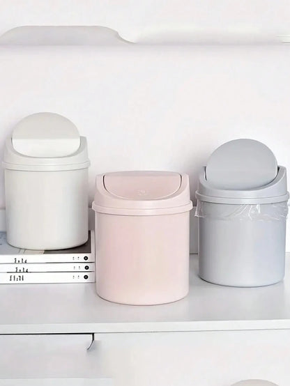 1 pezzo Miniatura cestino della spazzatura con coperchio, piccolo contenitore per rifiuti da scrivania, cestino dei rifiuti in plastica da scrivania, con design apribile per evitare perdite di odori, utilizzabile per conservare bucce di frutta