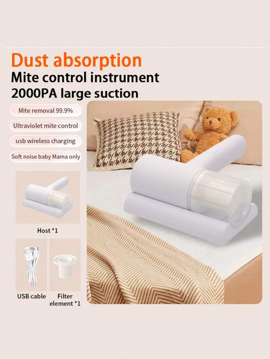 Robot aspirapolvere, Aspirapolvere portatile senza fili, Aspirapolvere per materasso, Efficace per la pulizia di letti, divani, peli di animali domestici e tappeti, Aspirazione potente e poco rumoroso, Filtro lavabile, Per una pulizia profonda