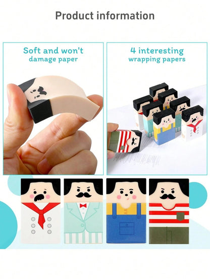 Gomme da cancellare divertenti a forma di impiegato calvo, gomme da cancellare di zii calvi, set di gomme da cancellare, animale da scrivania divertente, regalini per ritorno a scuola