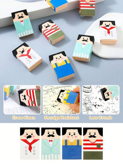 Gomme da cancellare divertenti a forma di impiegato calvo, gomme da cancellare di zii calvi, set di gomme da cancellare, animale da scrivania divertente, regalini per ritorno a scuola