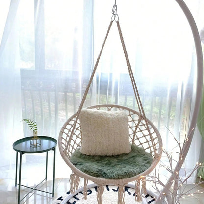 Altalena da esterno larga 80 cm, sedia sospesa da cortile, sedia sospesa da balcone, sedia sospesa da esterno, sedia sospesa da esterno, amaca, corda di cotone intrecciata, nappa, cesto sospeso