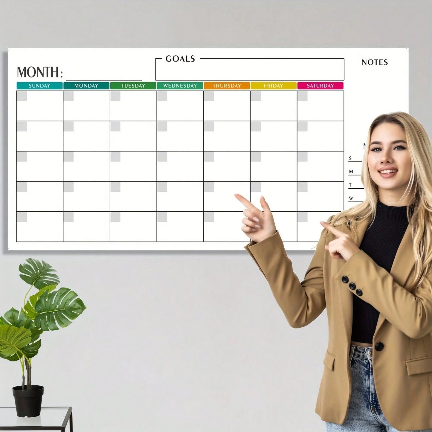 2 Pacchi di Calendario Settimanale Cancellabile a Secco, 76x38cm Pianificatore da Parete Senza Data, Inizia da Domenica, Lavagna Bianca Riutilizzabile con Sezioni Giornaliere, Include 2 Pennarelli e Adesivi