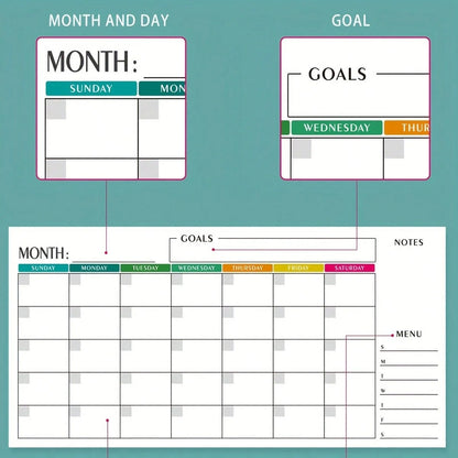2 Pacchi di Calendario Settimanale Cancellabile a Secco, 76x38cm Pianificatore da Parete Senza Data, Inizia da Domenica, Lavagna Bianca Riutilizzabile con Sezioni Giornaliere, Include 2 Pennarelli e Adesivi