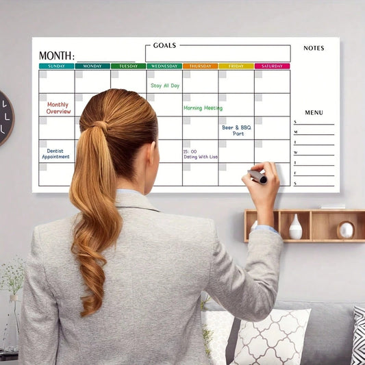 2 Pacchi di Calendario Settimanale Cancellabile a Secco, 76x38cm Pianificatore da Parete Senza Data, Inizia da Domenica, Lavagna Bianca Riutilizzabile con Sezioni Giornaliere, Include 2 Pennarelli e Adesivi
