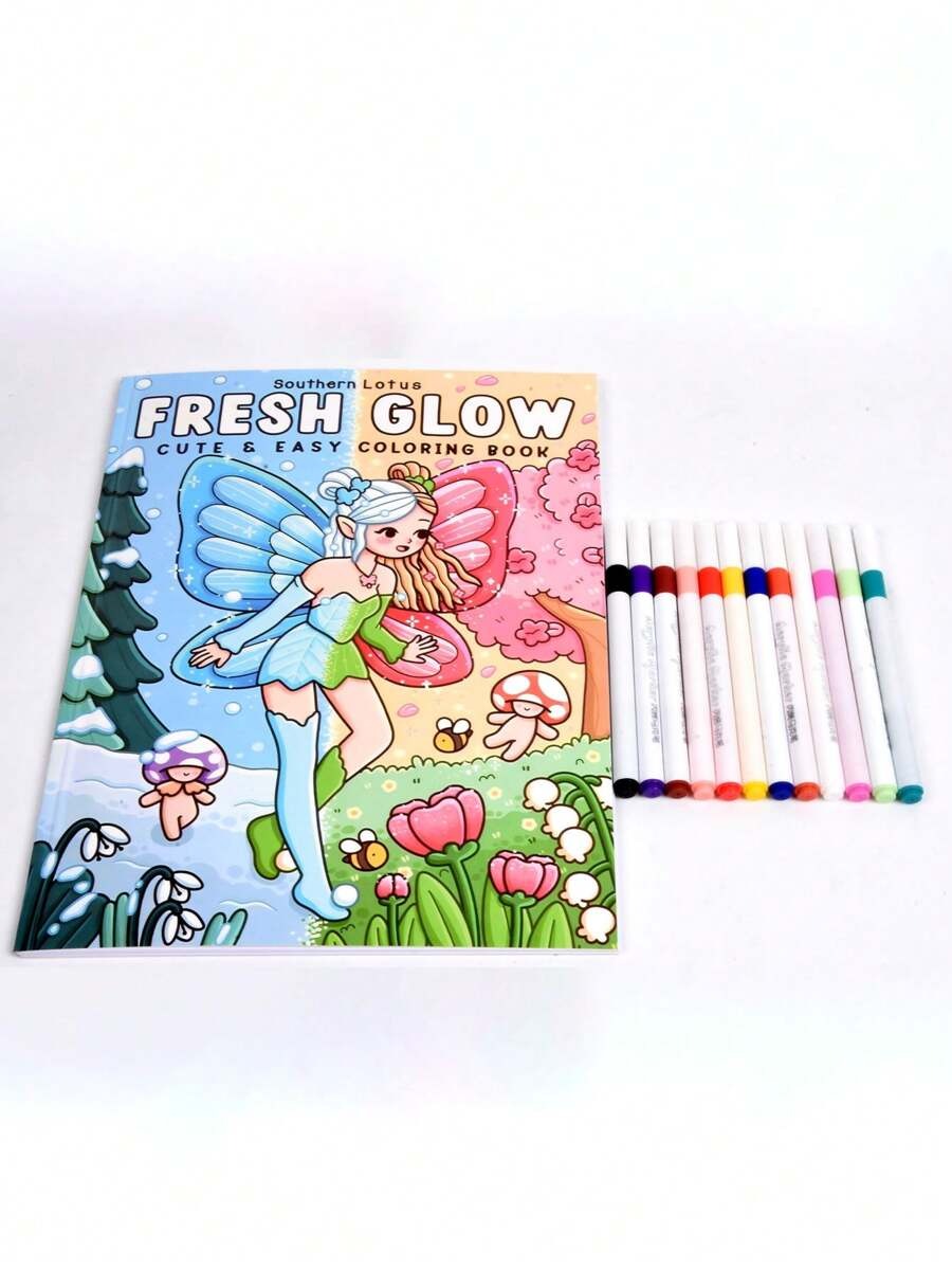 Libro da colorare FRESH GLOW Coco di 40 pagine per adulti e bambini, audace e facile, con disegni semplici e grandi per il relax. Libro da colorare per Natale, Ognissanti, regali di compleanno