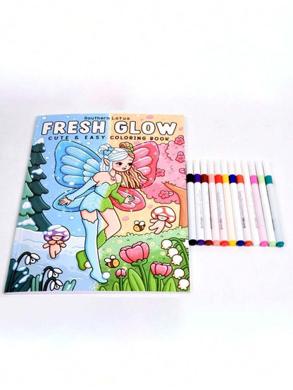 Libro da colorare FRESH GLOW Coco di 40 pagine per adulti e bambini, audace e facile, con disegni semplici e grandi per il relax. Libro da colorare per Natale, Ognissanti, regali di compleanno