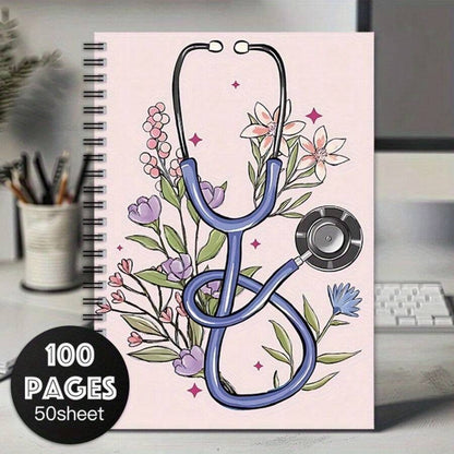 Quaderno a spirale medico - Un quaderno con design a spirale ispirato agli stetoscopi, perfetto per medici e infermieri, forniture scolastiche, ritorno a scuola