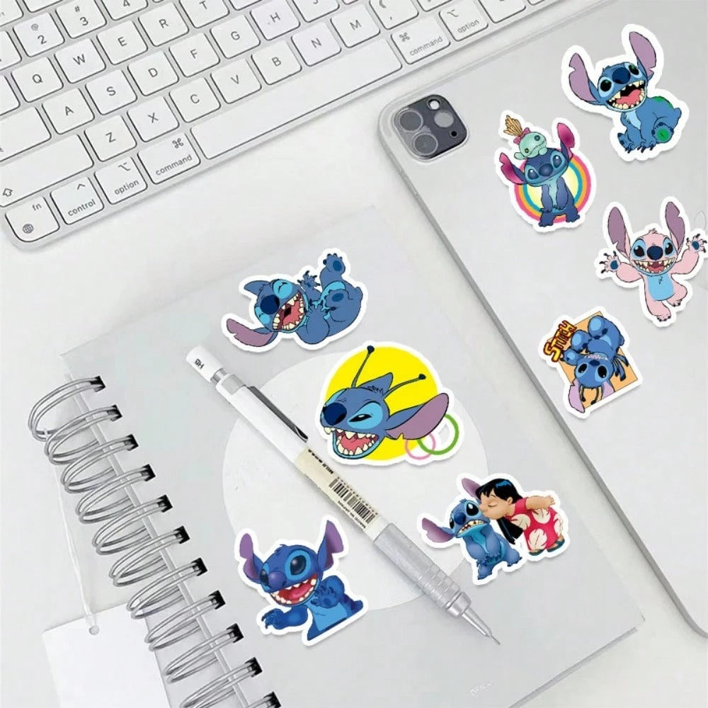 Adesivi carini di Stitch Disney, adesivi impermeabili per custodie per telefono, forniture per ufficio, forniture scolastiche, adesivi fai-da-te, adesivi decorativi, adesivi cartoni animati