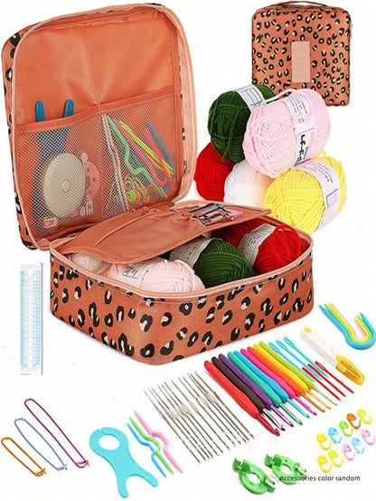 Set all'uncinetto, 108 pezzi Kit di avviamento all'uncinetto fai-da-te con tutti i materiali, set portatile di attrezzi per lavorare a maglia con filati, attrezzi di base per uncinetto fai-da-te con filati, kit per hobby creativi
