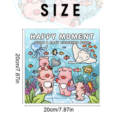 Libro per colorare per adulti "Momenti felici" in carta spessa perlata: 24 pagine da 7,8 pollici con personaggi di animali super carini in scene naturali pacifiche, adatto per attività rilassanti, adatto per adulti che vogliono rilassarsi