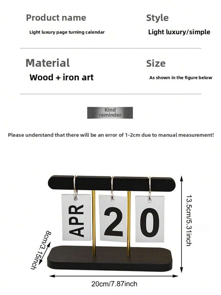 Calendario perpetuo da tavolo in legno - display mese/data in metallo e legno con finitura dorata, decorazione d'ufficio riutilizzabile per insegnanti/studenti - forniture per aula