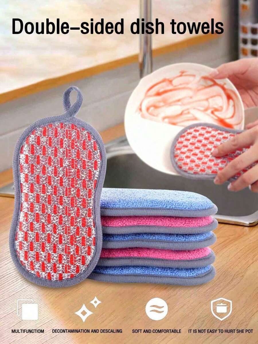 spugna per lavare i piatti in cucina, non danneggia gli utensili, utensile da cucina a doppia faccia per la pulizia, tampone abrasivo, spugna per pulire la cucina, forniture per la pulizia