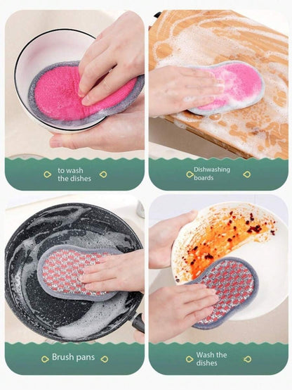 spugna per lavare i piatti in cucina, non danneggia gli utensili, utensile da cucina a doppia faccia per la pulizia, tampone abrasivo, spugna per pulire la cucina, forniture per la pulizia