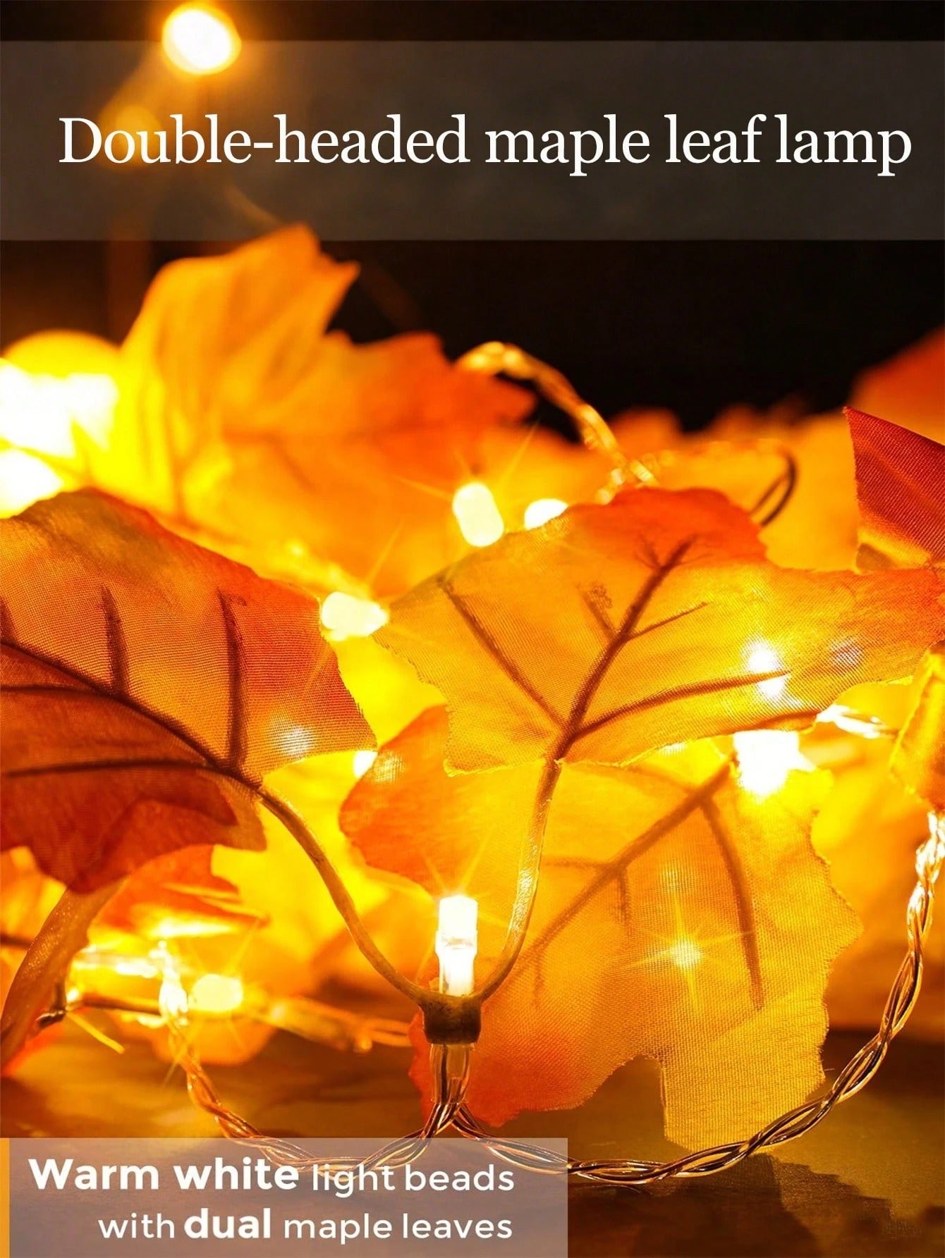 Ghirlanda autunnale con 40 LED, decorazioni per la casa per il Ringraziamento, Decorazioni interne autunnali per feste con amici, ghirlanda autunnale illuminata, totale 20 ft 40 LED