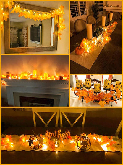 Ghirlanda autunnale con 40 LED, decorazioni per la casa per il Ringraziamento, Decorazioni interne autunnali per feste con amici, ghirlanda autunnale illuminata, totale 20 ft 40 LED